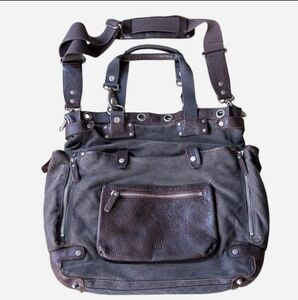 Will Leather Goods Liverpool leather and canvas tote